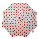 Polka Dots - Tomato Red on White Hook Handle Umbrella (Large)