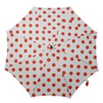 Polka Dots - Tomato Red on White Hook Handle Umbrella (Small)