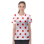 Polka Dots - Ferrari Red on White Women s Sport Mesh Tee