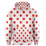Polka Dots - Ferrari Red on White Men s Zipper Hoodie