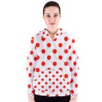 Polka Dots - Ferrari Red on White Women s Zipper Hoodie