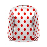 Polka Dots - Ferrari Red on White Women s Sweatshirt