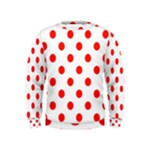 Polka Dots - Ferrari Red on White Kid s Sweatshirt