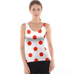 Polka Dots - Ferrari Red on White Tank Top