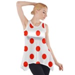 Polka Dots - Ferrari Red on White Side Drop Tank Tunic