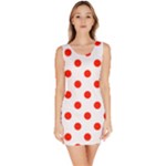 Polka Dots - Ferrari Red on White Bodycon Dress