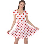 Polka Dots - Ferrari Red on White Cap Sleeve Dress