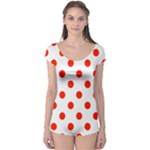 Polka Dots - Ferrari Red on White Boyleg Leotard (Ladies)