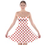 Polka Dots - Ferrari Red on White Strapless Bra Top Dress