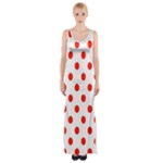 Polka Dots - Ferrari Red on White Maxi Thigh Split Dress