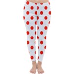 Polka Dots - Ferrari Red on White Winter Leggings
