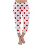 Polka Dots - Ferrari Red on White Capri Winter Leggings