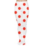 Polka Dots - Ferrari Red on White Women s Tights
