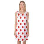 Polka Dots - Ferrari Red on White Sleeveless Satin Nightdress