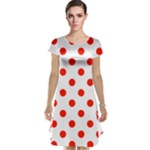 Polka Dots - Ferrari Red on White Cap Sleeve Nightdress
