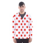 Polka Dots - Ferrari Red on White Hooded Wind Breaker (Men)