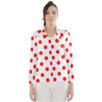Polka Dots - Ferrari Red on White Wind Breaker (Women)