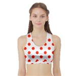 Polka Dots - Ferrari Red on White Women s Sports Bra with Border