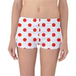 Polka Dots - Ferrari Red on White Reversible Boyleg Bikini Bottoms