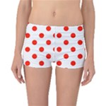 Polka Dots - Ferrari Red on White Boyleg Bikini Bottoms