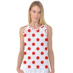 Polka Dots - Ferrari Red on White Women s Basketball Tank Top