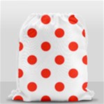 Polka Dots - Ferrari Red on White Drawstring Bag (Small)