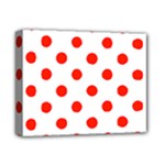 Polka Dots - Ferrari Red on White Deluxe Canvas 14  x 11  (Stretched)