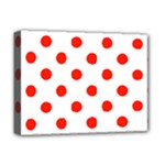 Polka Dots - Ferrari Red on White Deluxe Canvas 16  x 12  (Stretched)