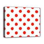 Polka Dots - Ferrari Red on White Deluxe Canvas 20  x 16  (Stretched)