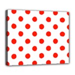 Polka Dots - Ferrari Red on White Deluxe Canvas 24  x 20  (Stretched)