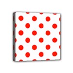 Polka Dots - Ferrari Red on White Mini Canvas 4  x 4  (Stretched)