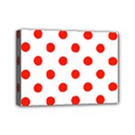 Polka Dots - Ferrari Red on White Mini Canvas 7  x 5  (Stretched)