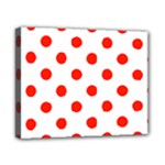 Polka Dots - Ferrari Red on White Canvas 10  x 8  (Stretched)