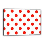Polka Dots - Ferrari Red on White Canvas 18  x 12  (Stretched)