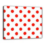 Polka Dots - Ferrari Red on White Canvas 20  x 16  (Stretched)