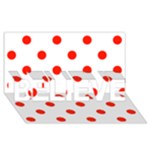Polka Dots - Ferrari Red on White BELIEVE 3D Greeting Card (8x4)