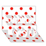 Polka Dots - Ferrari Red on White THANK YOU 3D Greeting Card (7x5)