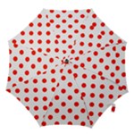 Polka Dots - Ferrari Red on White Hook Handle Umbrella (Small)