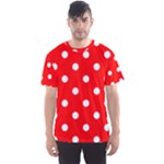 Polka Dots - White on Red Men s Sport Mesh Tee