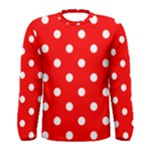 Polka Dots - White on Red Men s Long Sleeve T-shirt