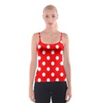 Polka Dots - White on Red Spaghetti Strap Top