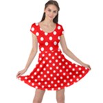 Polka Dots - White on Red Cap Sleeve Dress