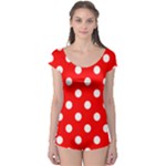 Polka Dots - White on Red Boyleg Leotard (Ladies)