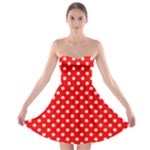 Polka Dots - White on Red Strapless Bra Top Dress
