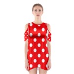 Polka Dots - White on Red Women s Cutout Shoulder Dress