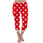 Polka Dots - White on Red Capri Winter Leggings