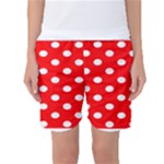 Polka Dots - White on Red Women s Basketball Shorts
