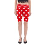 Polka Dots - White on Red Yoga Cropped Leggings