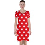 Polka Dots - White on Red Short Sleeve Nightdress