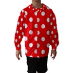 Polka Dots - White on Red Hooded Wind Breaker (Kids)